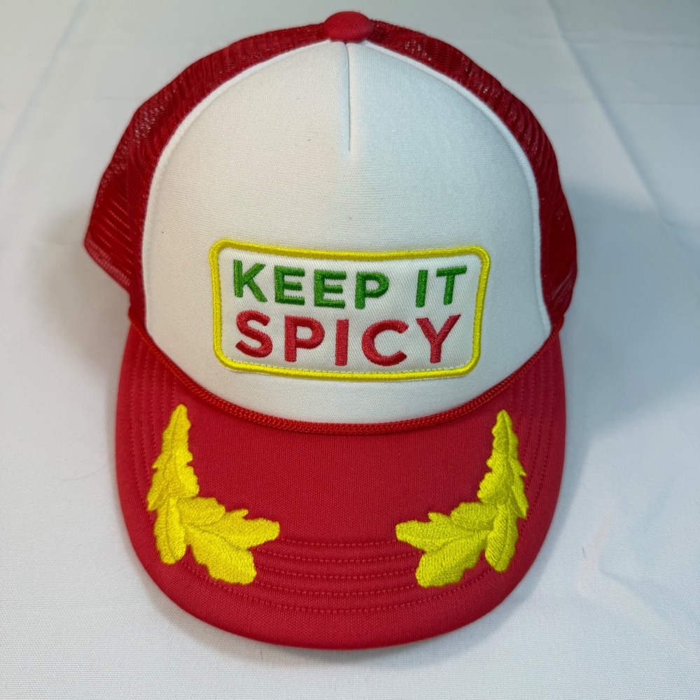 Pepper Pono Keep It Spicy Red White Mesh Foam Trucker Hat Snapback Cap